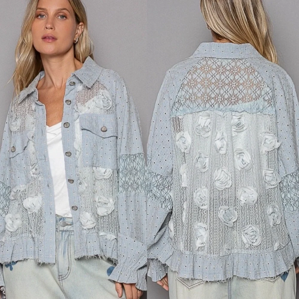 NEW POL Pink Patchwork Jacket! Gorgeous!! SZ Small oversized - Picture 6 of 6